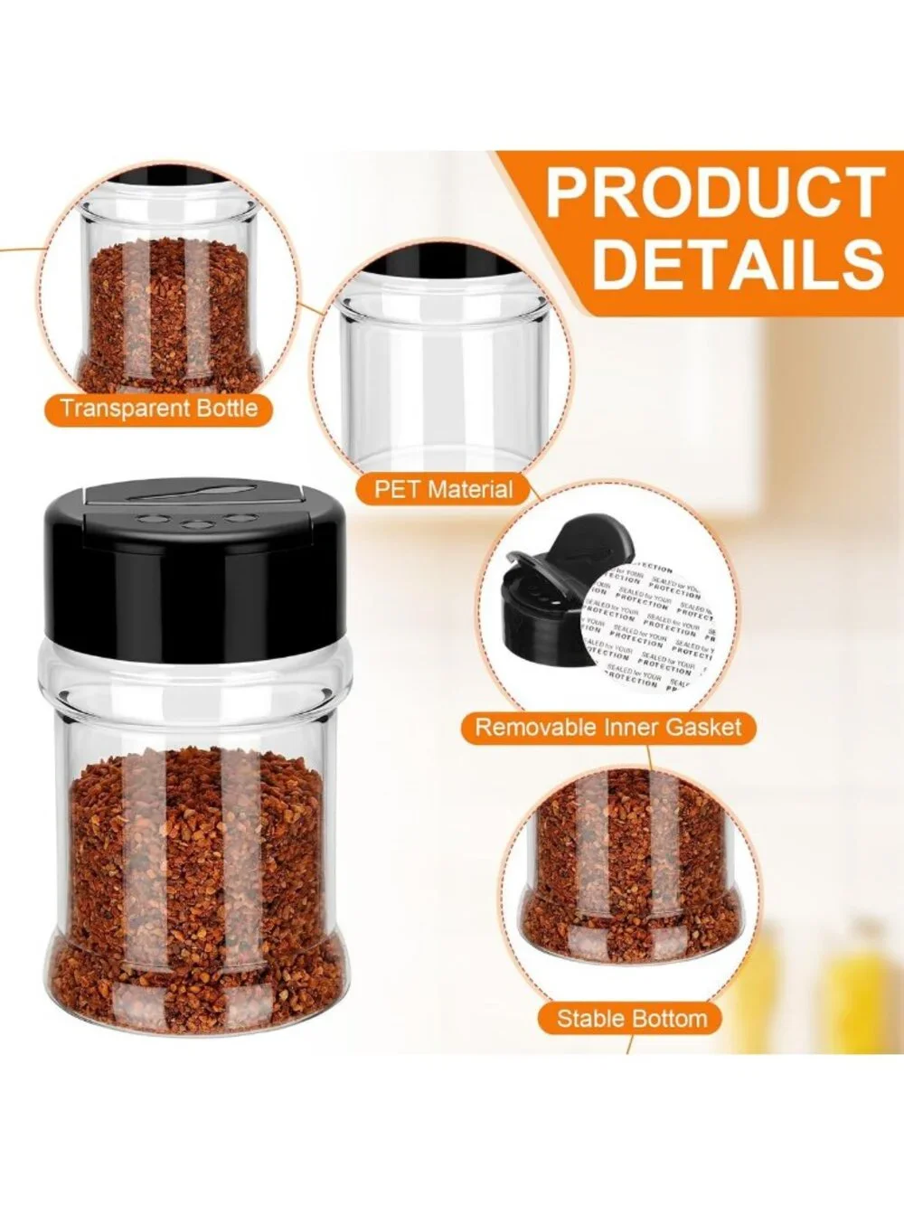 100 Clear Plastic Spice Jars 2 Oz with Flip Cap - Empty Seasoning Containers for